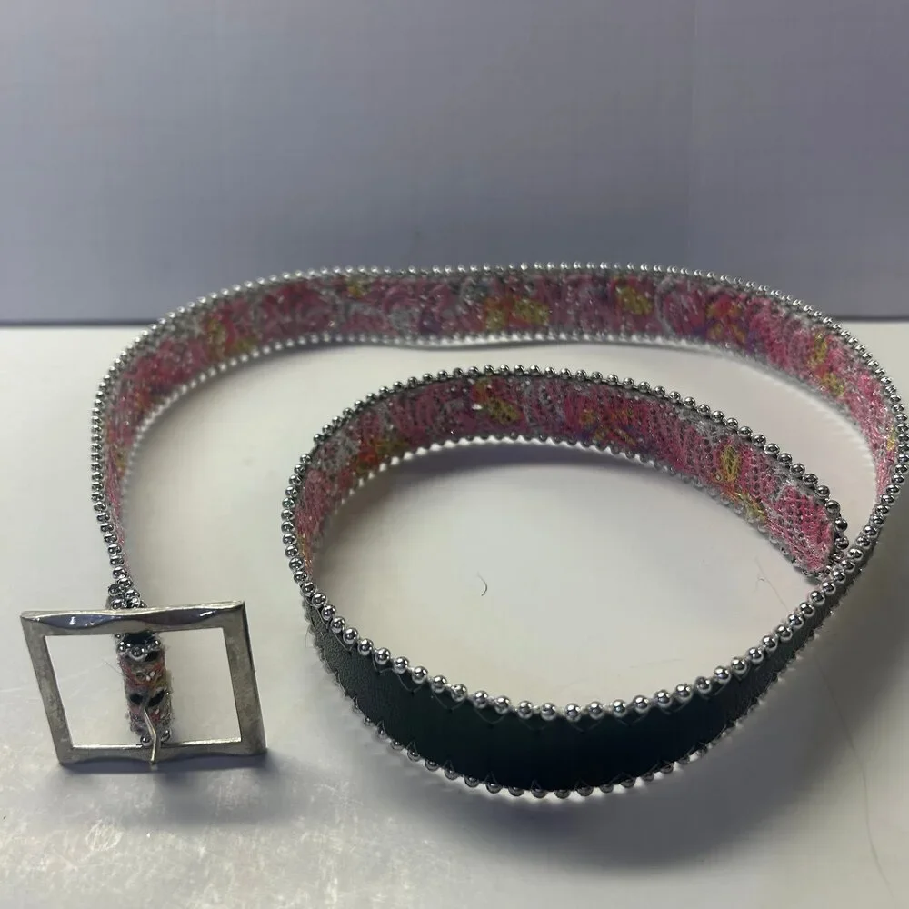 Pink Glitter Belt w/ Silver Beaded Trim for Girls 31”